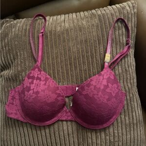 Victorias Secret Deep Berry Thinly Lined Lace T Shirt Bra NEW